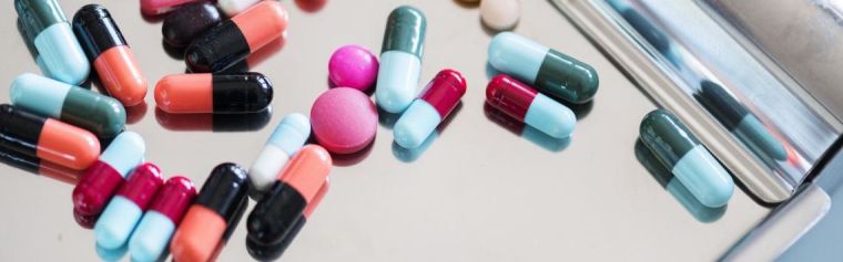Variety of multicoloured pills