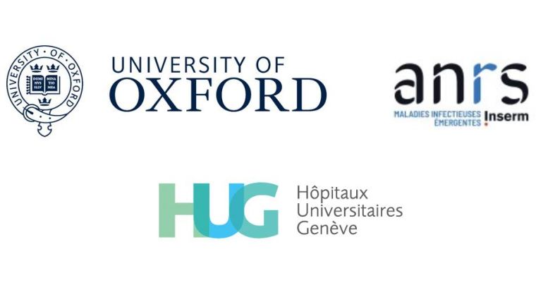 Logos of the University of Oxford, anrs/INSERM and Hopitaux Universitaires de Geneve