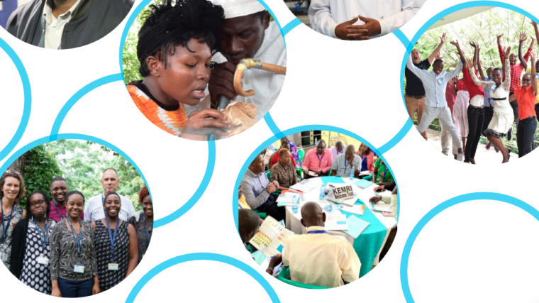 Composite photo of various Public Engagement activities at the KEMRI Wellcome Trust Research Programme in Kenya