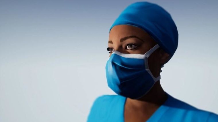 Drawing of a nurse wearing a face mask