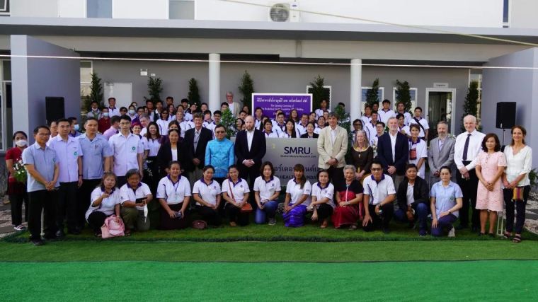 Group photo of the opening of a new building at SMRU