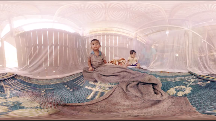 children in a mosquito nest