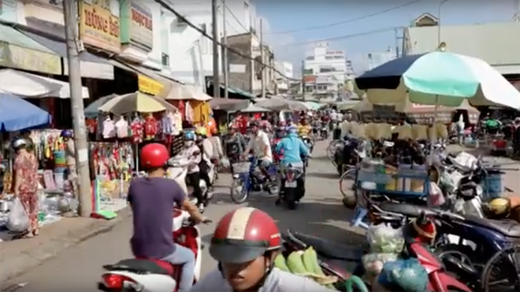 Busy street in Southeast Asia