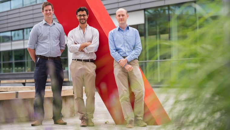 Recovery team members Mark Campbell, Guilherme Pessoa-Amorim and Leon Peto photographed at the Big Data Institute in Oxford.