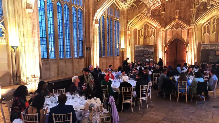 Students, teachers, funders and friends celebrate the IHTM end of course with a dinner at the Divinity School.
