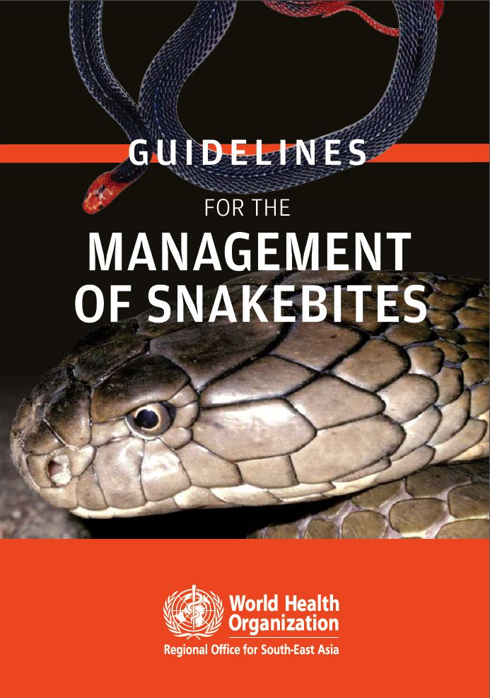 WHO SEARO Guidelines for the management of snake-bites. WHO Regional Office for South-East Asia, 3rd Ed 2016.